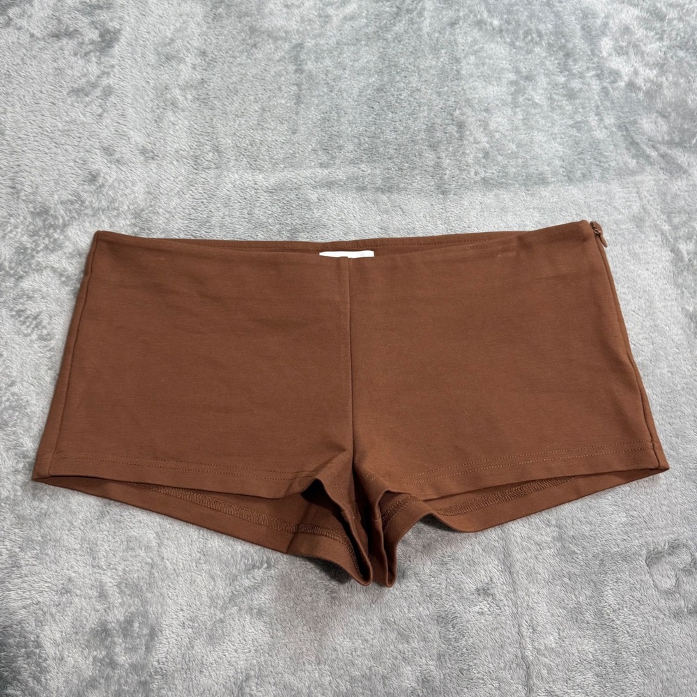 Superdown Women Brown Low Rise Mini Shorts Stretch Side Zip Size M